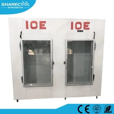 Expositor de hielo congelado con puerta de cristal